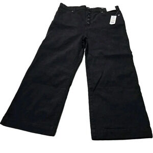 Sam Edelman CODIE Button Fly High Rise Wide Leg Ankle Crop Jeans Size 33 Black
